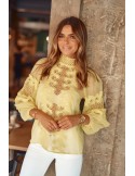 Women\'s chiffon blouse with lace, yellow 9131 - Online store - Boutique